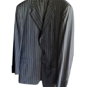 Canali Classic Dark Blue Pinstripe Suit Jacket Sports Coat Blazer 100% Wool